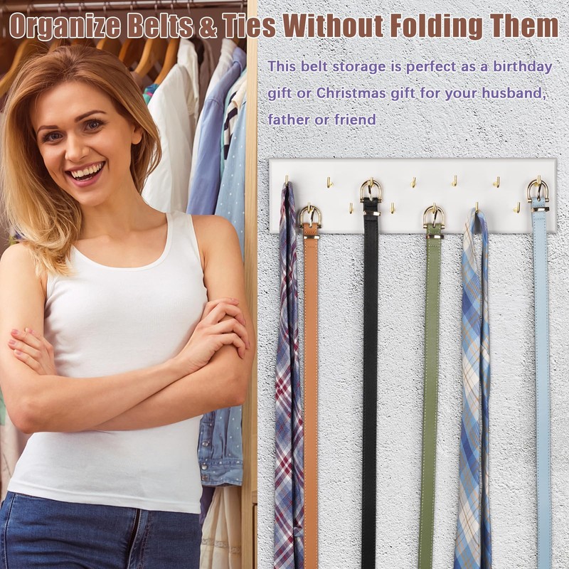Creproly Belt Hanger Wall Mount Belt Organizer for Closet, Holds