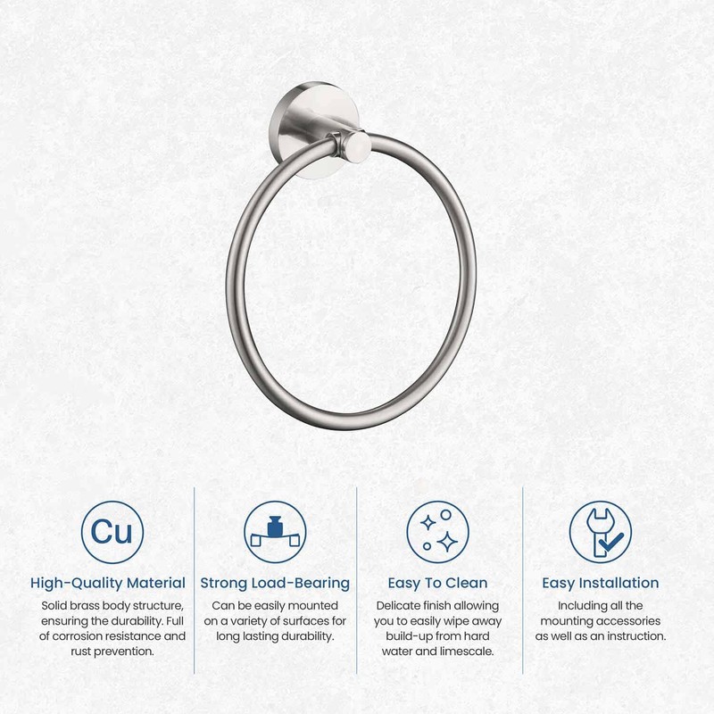 KIBI Circular Bathroom Hand Towel Ring | Wall Mounted Solid