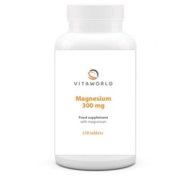 Pack of 3 Vita world Magnesium 300 mg l 3 x 150 Tablets l 300 mg Pure Magnesium per Tablet - high Dosage l Vegan