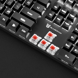 Merdia Mechanical Keyboard Gaming Keyboard | Red Switch, White Backlit Keyboard | 104 Keys US Layout | Wired Gaming Keyboard | Hot Swappable Mechanical Keyboard | PC Gaming Keyboards (Black)