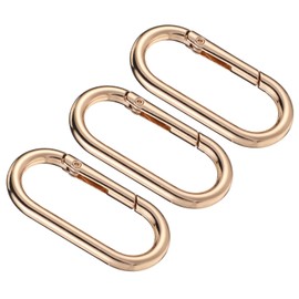 3 PCS Gold Oval Carabiner Clips Glod Oval Spring Ring Clips Metal Spring Key Rings Gold Keyring Ovals Carabiner Hook Trigger Snap O Ring Hooks Springs Rings Clip for Purse Strap (1.97 × 0.94 Inch)