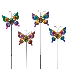 viterlight Butterfly Decorative Garden Stakes, 4 Pack Metal Garden Stakes, Colorful Lawn Ornaments for Yard, Garden Decor