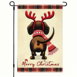 BlissYard Christmas Garden Flag Dachshund Dog Garden Flag 12x18 Double Sided Winter Xmas Holiday Decorative Flag Christmas Yard Porch Farmhouse Banner