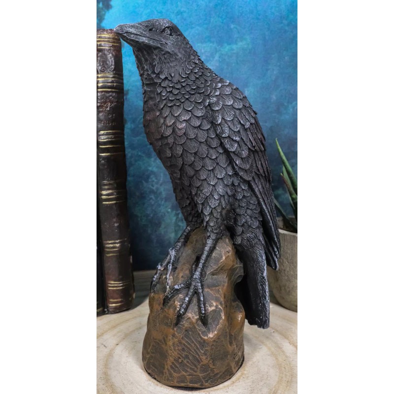 Ebros Gift Gothic Raven Statue Crow Scavenger Bird Perching On