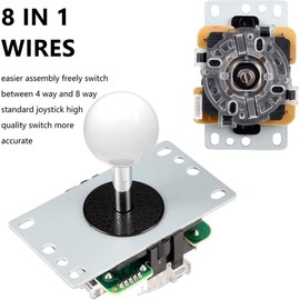 EG STARTS 1 Player USB LED Encoder To PC Games 8 Way Stick Controllers + 10x LED Illuminated Push Buttons For Arcade Joystick DIY Kits Parts Mame Raspberry Pi 2 3 Games White