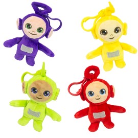 The Loyal Subjects Teletubbies 4-Pack Set with Tinky Winky, Dipsy, Po, Laa Laa 4-inch Plush Clip-Ons