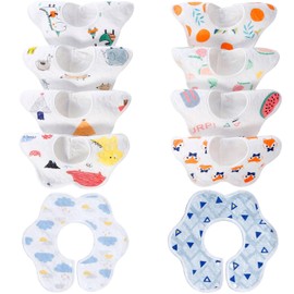 10-Pack 360 Rotate Baby Bibs for Eating and Drooling, Soft and Waterproof Bibs for Girls Boys