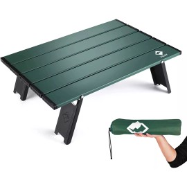 VILLEY Portable Mini Folding Beach Table Green/Blue Aluminum Side Table W/Bag - Green