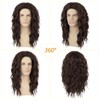 Long Brown Curly Wig for Men Heat Resistant Synthetic Male