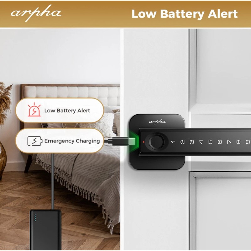 ARPHA 5-in-1 Door Lock Password Fingerprint APP Control Keyless Entry