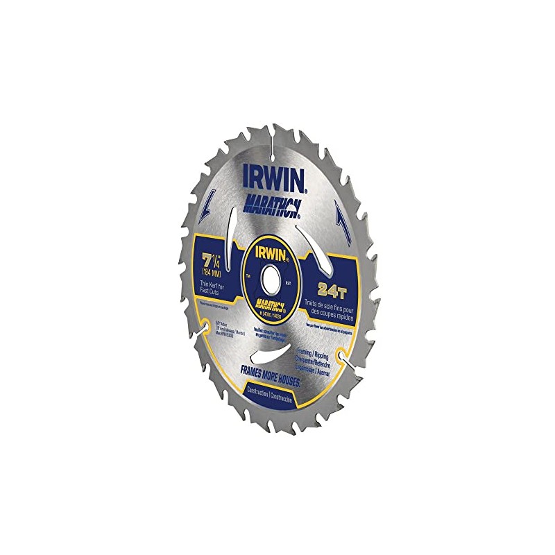 IRWIN Tools MARATHON Carbide Corded Circular Saw Blade, 7 1/4-inch,