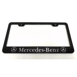 Unbranded MercedesWithLOGO Laser Style BLACK Stainless Steel License Plate Frame w/boltcap