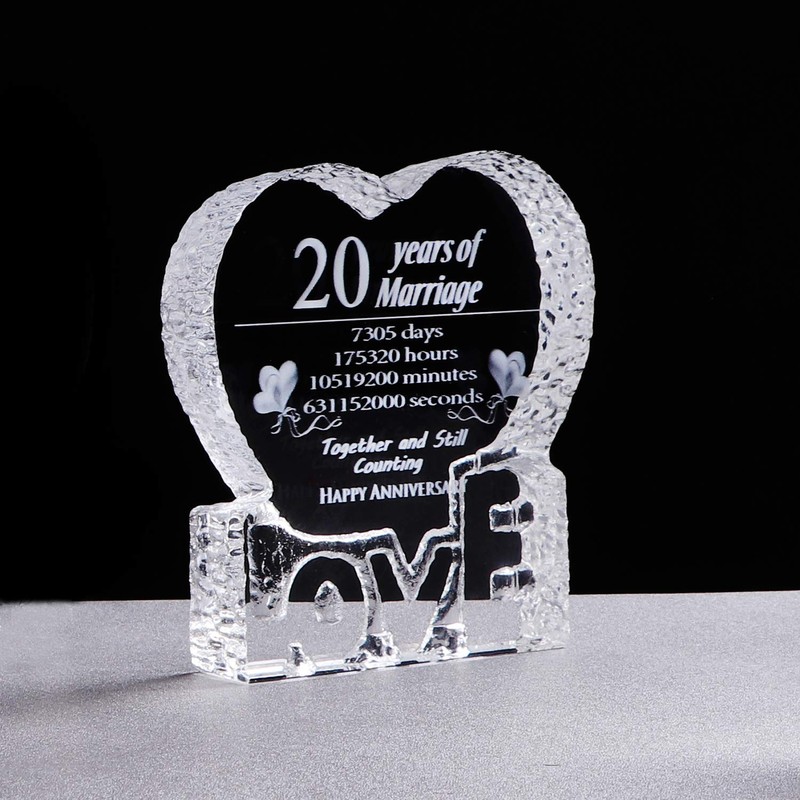 Movdyka 20th Wedding Anniversary Present 20 Years Crystal Sculpture Keepsake