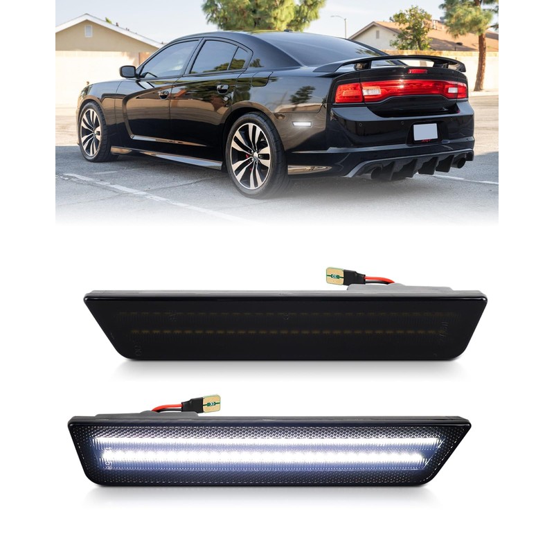 PWOBVZ White LED Rear Side Marker Lights for 2008-2014 Dodge