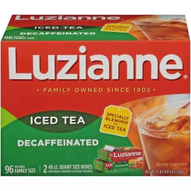 LUZIANNE DECAFFEINATED FAMILY SIZE ICED TEA BAGS (96 ct., QUART SIZE BOXES)