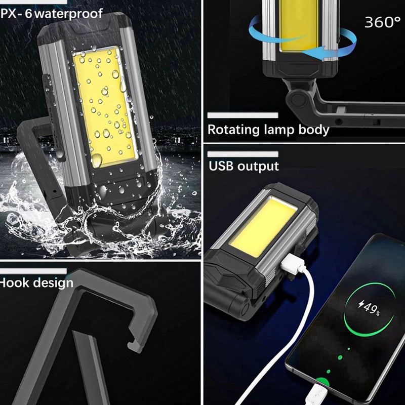 Folded Work Lights Aluminium Alloy USB Charging Magnetic COB Inspection