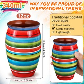 Gejoy 6 Pcs 12 oz Cantaritos De Barro Mexicanos Mini Cantaritos Shooters Pottery Cocktail Glasses for Margaritas Mojitos Mexican Mexicanos Cocktail Cups (Colorful)