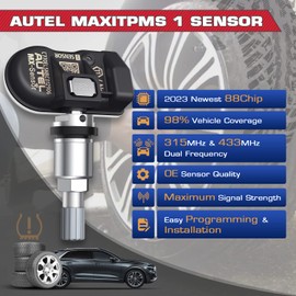 Autel TPMS Sensor 1-Sensor, MX-Sensor 315MHz + 433MHz 2in1 Dual Frequency, 100% Programmable Replace OEM Sensor, SAE J1205/ J1206/ J2657 (Press-in, Metal Valve, Pack of 1)
