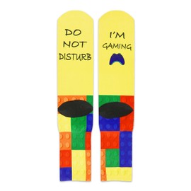 Benefeet Sox Do Not Disturb Gaming Socks Funny Saying Socks for Mens Novelty Colorful Dress Sock with Designs Cool Crazy 3D Print Pattern Athletic Tube Sock Weird Birthday Christmas Gag Gifts,Blocks