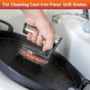 Skyflame Cast Iron Scrubber with Handle, Stainless Steel Chainmail Scrub,
