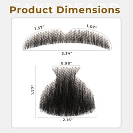 Wodelanle Fake Beard Realistic Mustache 100% Human Hair Full Hand Tied Facial Hair Black Fake Mustache Goatee Lace Invisible Fake Beards for Entertainment Party Drama Movie Makeup