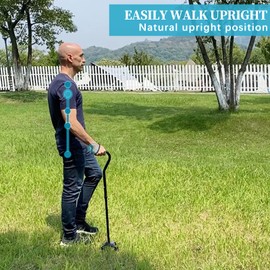 AOHHL Quad Walking Cane Foldable Adjustable Portable Stick Men & Women and Seniors - Lightweight & Sturdy with 4-Pronged Base for Extra Stability Balance,Self Standing Gifts for mom Dad (Blue)