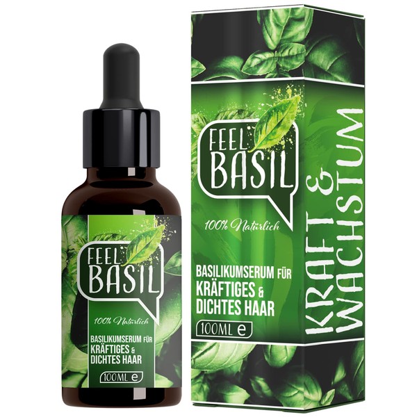 ADEMA NATURAL® Feel Basil Hair Growth Serum - Hair Roots Strengthen Thick Hair with Natural Castor Oil & Basil - Hair Growth Vegan Oil 100 ml