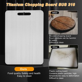 Titanium Cutting Board Set of 3, 3Pcs Stainless Steel Cutting Board, Double Sided Food Grade Non Stick Chopping Cutting Boards for Meat Fruit Vegetable ((18L*12W) +(14L*10W)+(11.5L*8W))