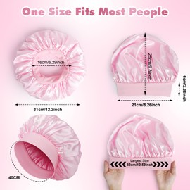 Romon Satin Hair Cap, Pack of 4 Sleep Cap, Silk Sleep Cap, Bonnet, Night Sleep Hat, Adjustable Sleeping Cap, Headwear, Soft Head Cap with Elastic Band for Women and Girls