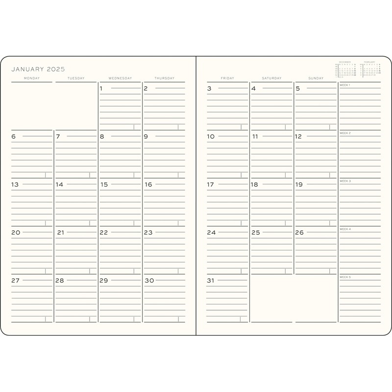 LEUCHTTURM1917 - Monthly Planner & Notebook 2025 Softcover, Composition (B5),