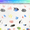 Clear Tropical Fish Shower Curtain Liner with Design, Lightweight Plastic