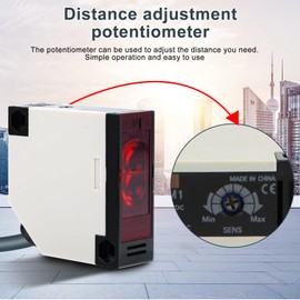 Jadeshay Photoelectric Sensor Switch,12-24VDC Photoelectric Beam Sensor E3JK-4M1 Retroreflective Photoelectric Sensor Proximity Switch Reflector Induction Distance 4 Meter