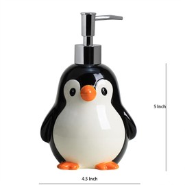 Colias Wing Ceramic Penguin Shape Soap Dispenser with Plastic Pump, Refillable Lotion Soap Bottle, Lotion Bottle, Hand Soap Dispenser, Home Decoration
