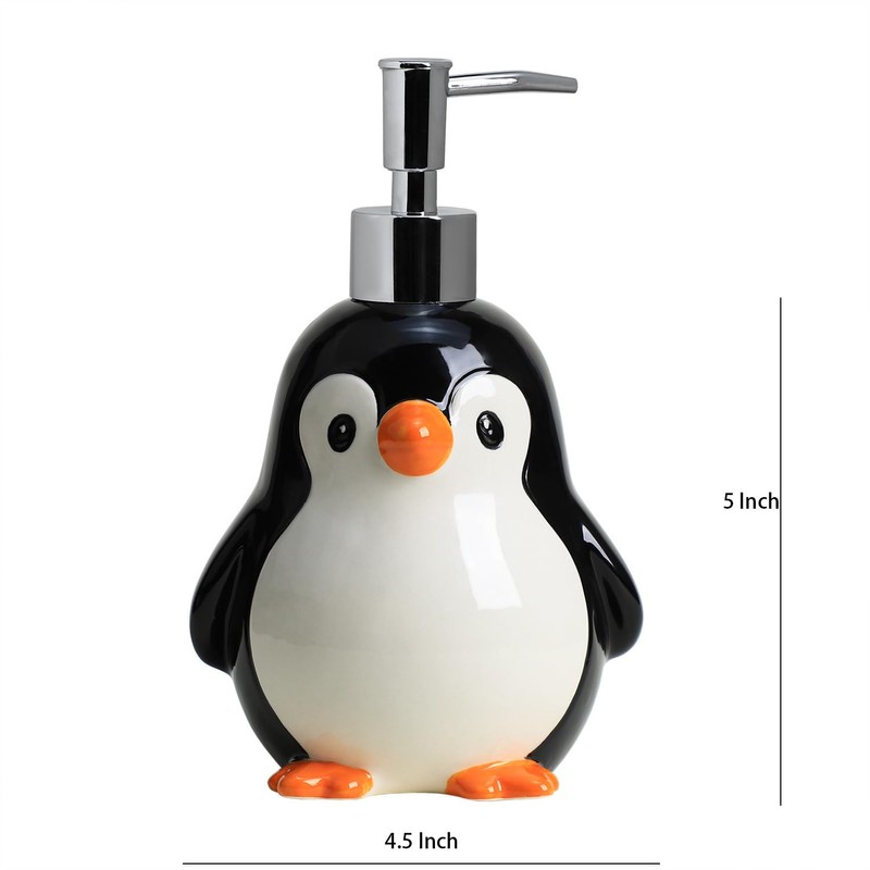 Colias Wing Ceramic Penguin Shape Soap Dispenser with Plastic Pump,