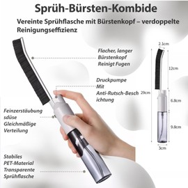 Hard Bristle Corner Cleaning Brush, Split Cleaning Brush with Sprinkler & Replacement Brushes, 1 Piece All-in-One Joint Cleaning Brush, Corner Brush and Cleaning Brush Set with Hard Bristles (Black)