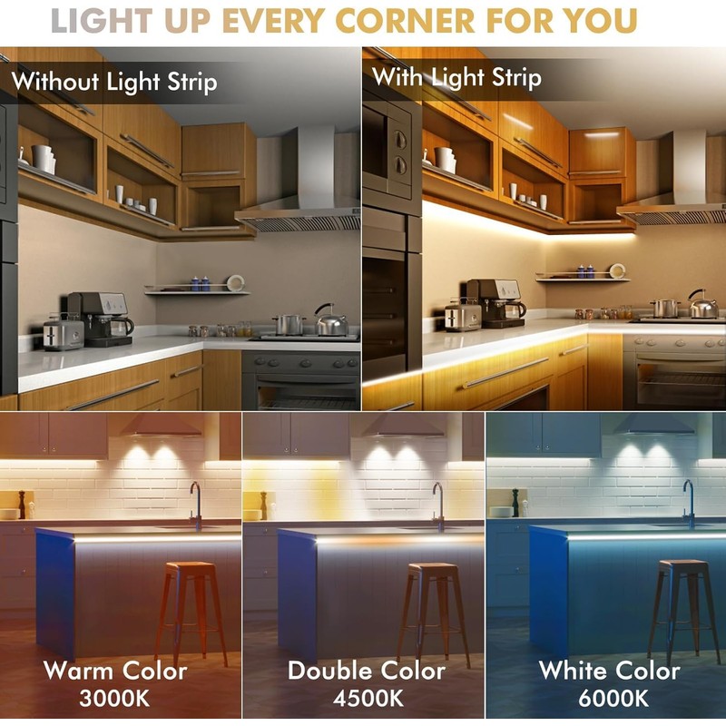 Kitchen LED Under-Unit Light, 6 x 50 cm, Warm White