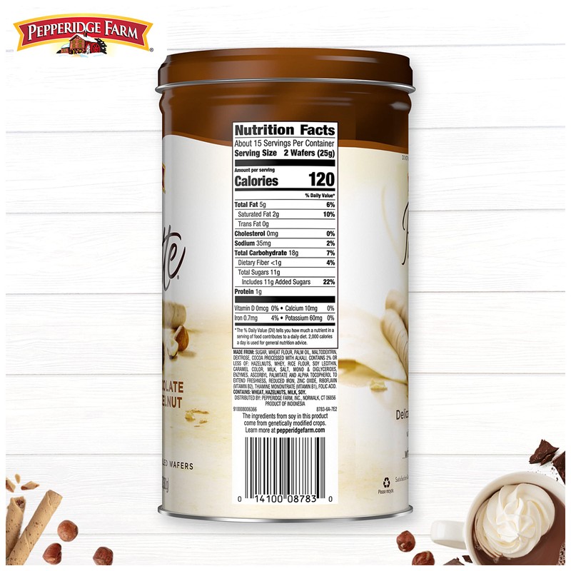 Pepperidge Farm Pirouette Cookies, Chocolate Hazelnut Créme Filled Wafers, 13.5