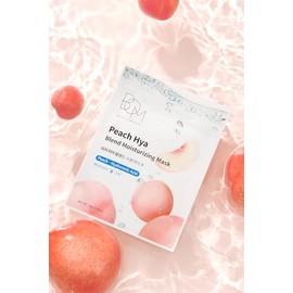 bom Peach Hya Blend Moisturizing Mask 10ea, Korean Eumseong Peach Extract Face Mask, 5 types of Hyaluronic Acid and Cica, Non Drying Moisturizing Essence, Jelly Sheet, Vegan, Korean Skincare