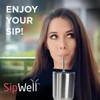 SipWell Stainless Steel Drinking Straws Set of 4, Curved metal