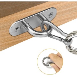 Ganchos en U para placa de ojo de acero inoxidable de 1.8 pulgadas + gancho a presión de acero inoxidable, gancho de grapa de hardware marino con tornillos, paquete de 8