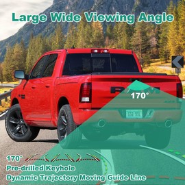 Tailgate Handle Reverse Backup Camera Replacement for Dodge Ram 1500 2500 3500 2009-2017, GreenYi AHD 720P Pickup Rear View Parking Camera with Trajectory Guideline