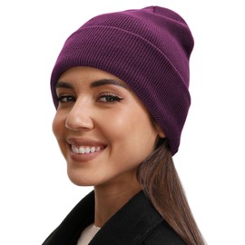 100% Cotton Beanie Hat- Unisex Ultra Soft Winter Warm Stretch Knit Cuffed Hats Fisherman Beanies Skull Cap