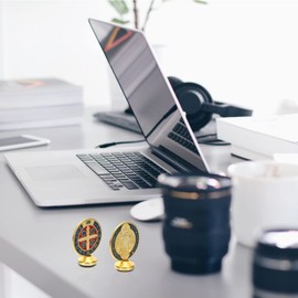 Unique Decor 2pcs Catholic Cross Stand Small Cross Statue Standing Table Altar Cross Plaque Christian for Religious Church Ornament Alloy Decor