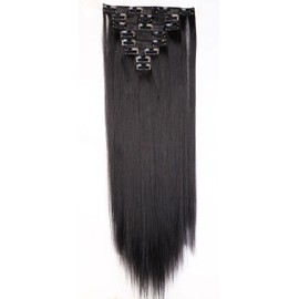 Clip-in hair extensions, 8 wefts like real hair, straight