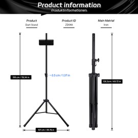 CyeeLife Dartboard Stand, Professional Portable Tripod Dartboard Travel Stand, Black