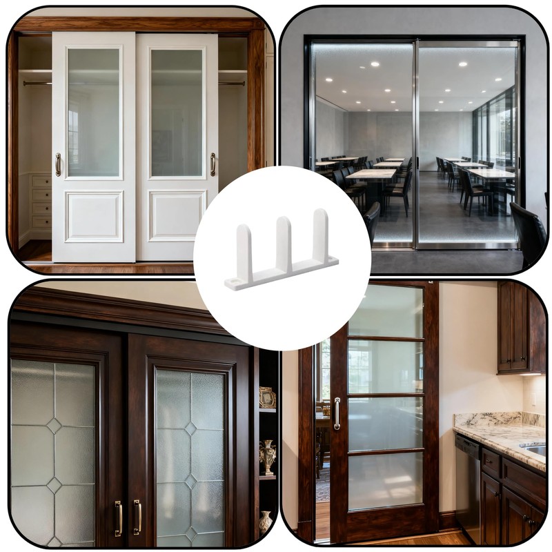 Sliding Door Floor Mount Guide 4-Piece Set - White ABS