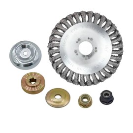 Trade-Shop Rustproof Steel Wire Brush Weed Brush Head 15 cm x 2.54 cm with Adapter Set Compatible with Stihl FS-55 FS-56 FS-80 FS-85 FS-90R FS-100 F-108