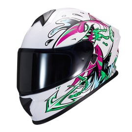 JQF Gear Motorcycle Full Face Dual Visor Helmets for Adults Street Bike Racing Motorbike Helmet A8 DOT Approved (Shark-B, XL)