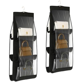 Handbag Storage Organizer Dust-Proof Holder Bag Wardrobe Closet (Black-2Pack)