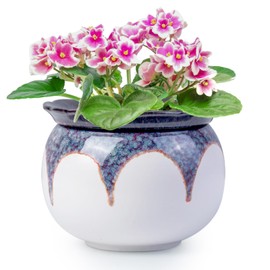 LITUDISO 6 Inch Self Watering Pots for Indoor Plants, African Violet Pots, Ceramic Modern Decor Pots Efficient Absorption Water Plant Pot - Gradient Red